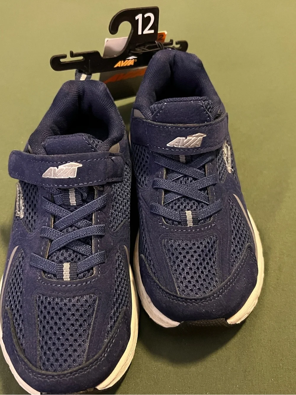 Kids Navy Blue Athletic Sneakers with Hook-and-Loop Velcro Strap Size 12